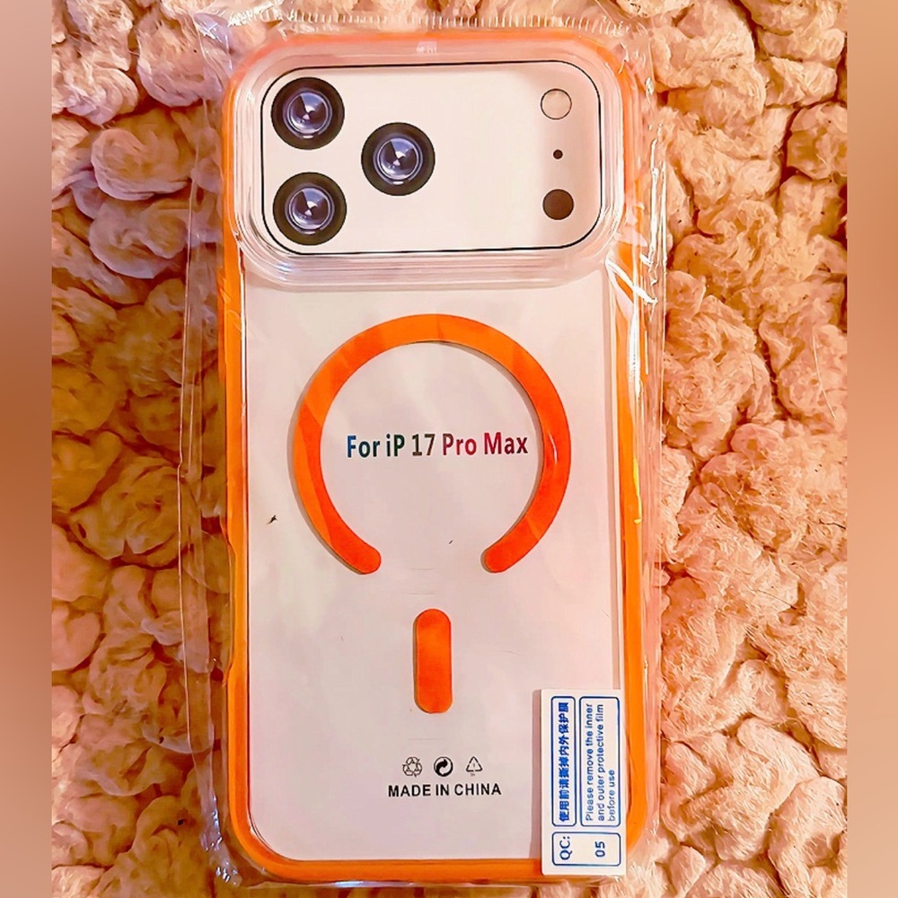 iPhone 17 Pro Max Clear MagSafe Case Shockproof Non-Yellowing Orange Edge New